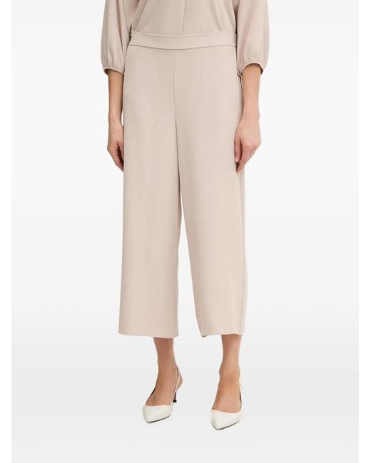 Joseph Ribkoff Natural Cropped Wide-Leg Trousers