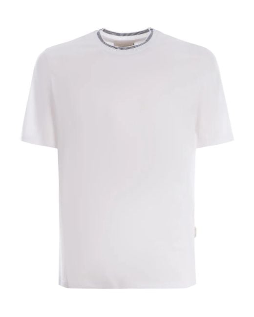 Yes London White Striped-Trimmed T-Shirt for men
