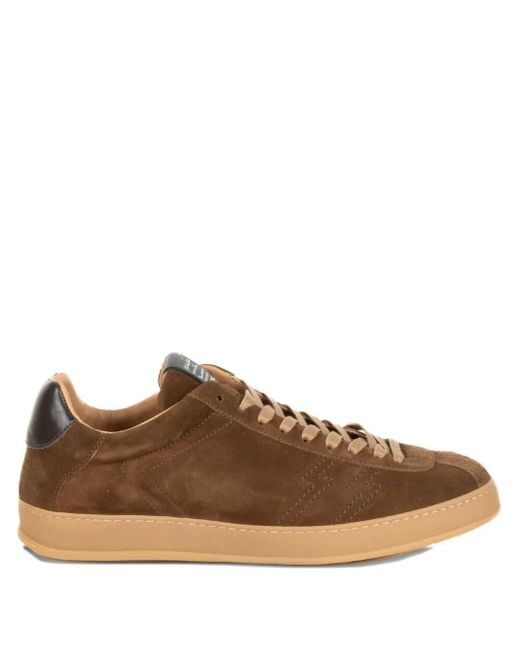 Stokton Brown Zapper Teak Suede Sneakers for men