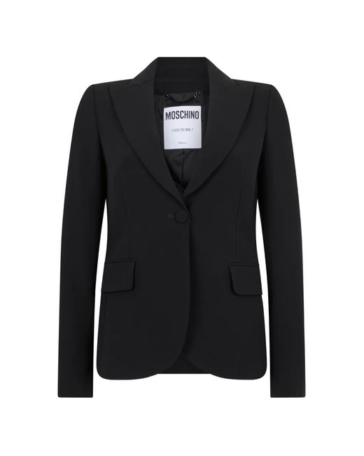 Moschino Black Single-Breasted Peak-Lapel Blazer