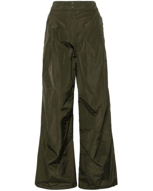 Moncler Green Logo-appliqué Flared Trousers