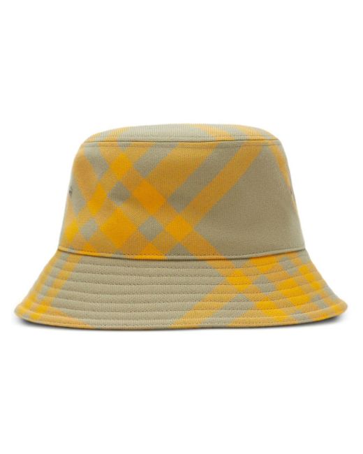 Burberry Check Bucket Hat in Yellow for Men