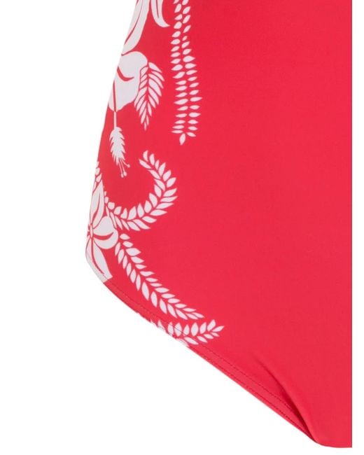 Amir Slama Red Floral Off-Shoulder Swimsuit