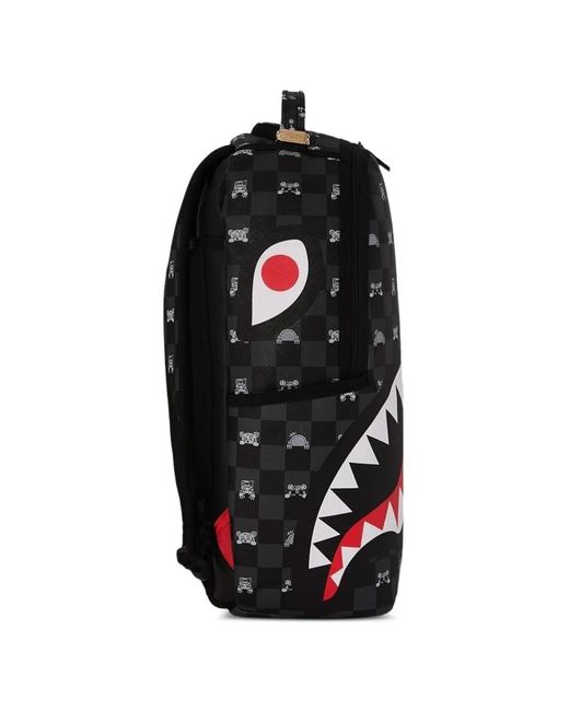 Sprayground Black Shark Check-Pattern Backpack for men