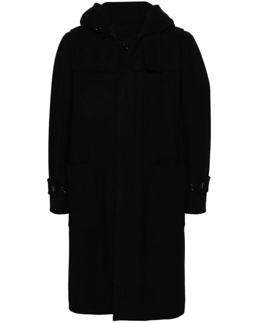 Lardini Black Hooded Duffle Coat for men