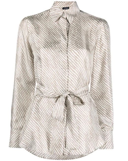 Kiton Natural Abstract-Print Tied Silk Shirt