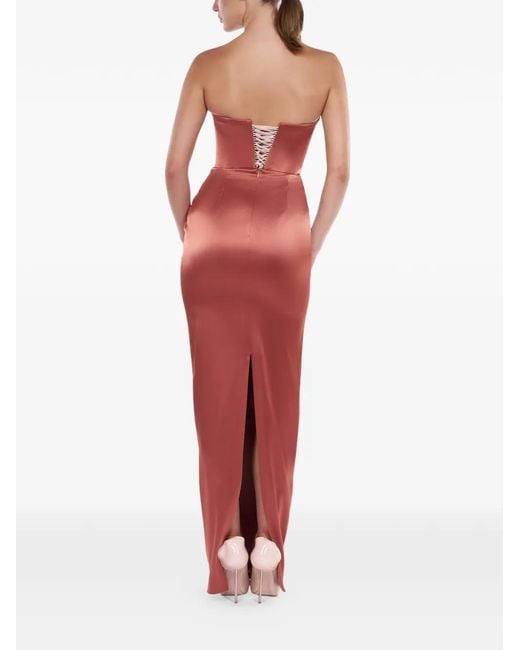 ARAFTU Red Strapless Lace-Up Dress