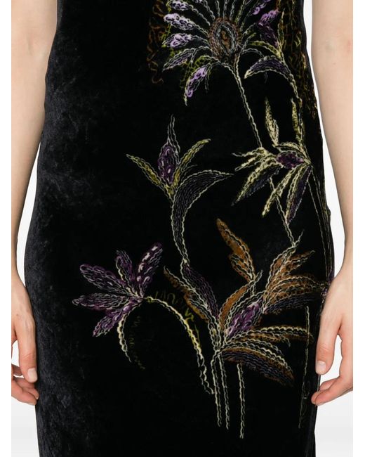 Forte_forte Black Embroidered Velvet Dress