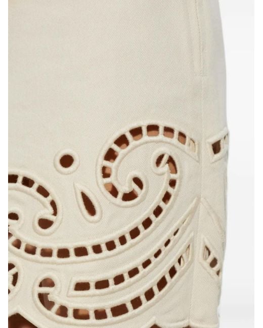 Ulla Johnson Natural Cadiz Eyelet-Embroidered Mini Skirt