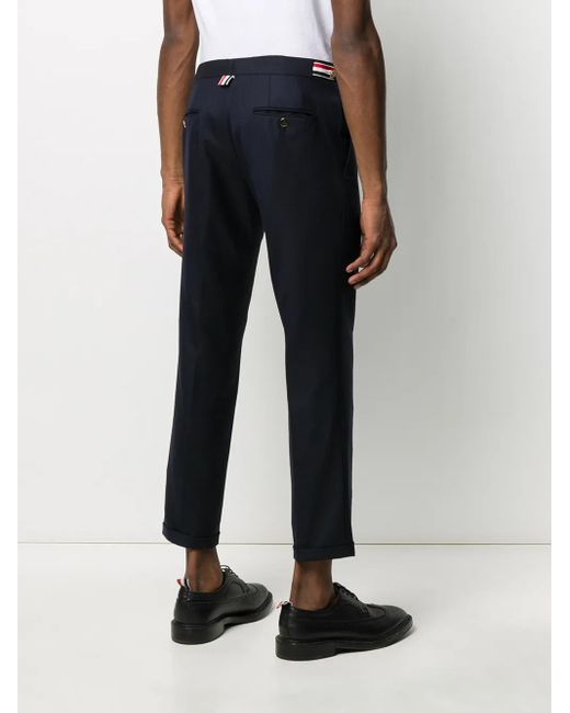Thom Browne Super 120's Twill Low-Waist Broek in het Blue voor heren