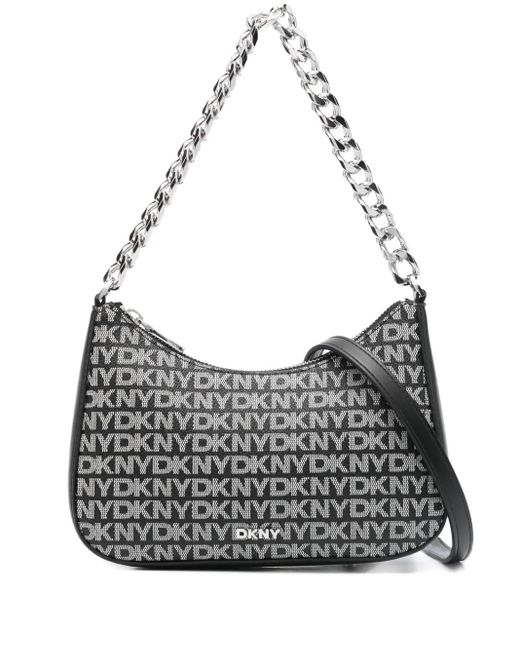 DKNY Jenna Kleine Crossbodytas Met Logoplakkaat En Ketting in het Gray