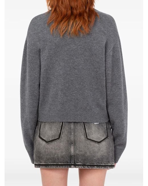 Love Moschino Blue Inlaid Wool Sweater