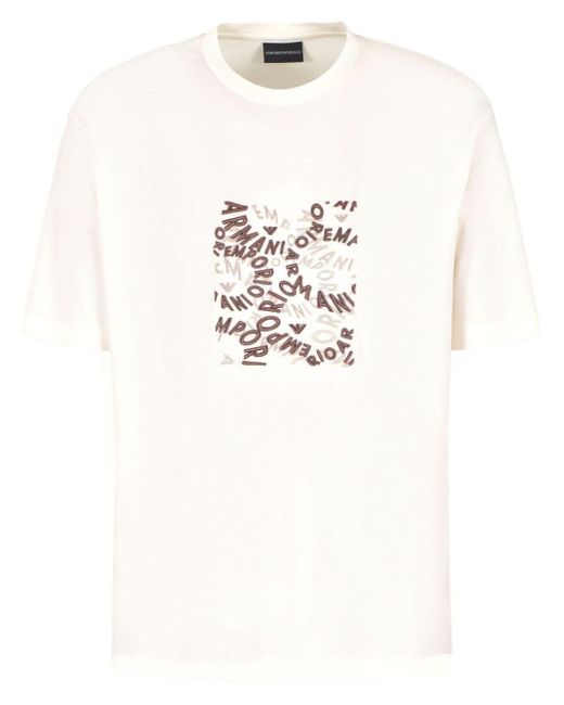 Camiseta con logo estampado Emporio Armani de hombre de color Natural