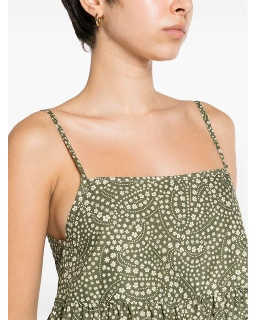 Matteau Green Tiered Poplin Midi Dress