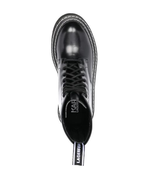 Karl Lagerfeld Black Troupe Brush-Logo Combat Boots