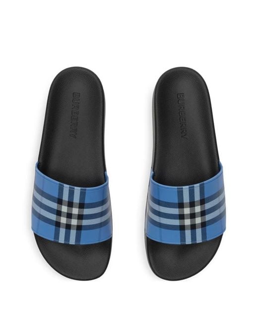Burberry Blue Check Slides for men