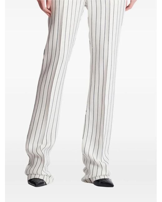Balmain White Pantalon Droit À Fines Rayures