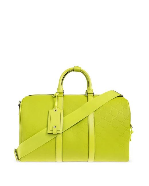Gucci Yellow Edge Embossed Holdall for men
