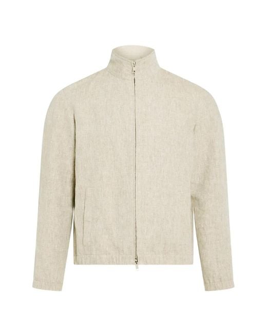 Yves Salomon White Zip-Up Linen Jacket for men