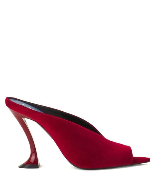 Lanvin Red Midnight Step Sculpted-Heel Peep-Toe Mules