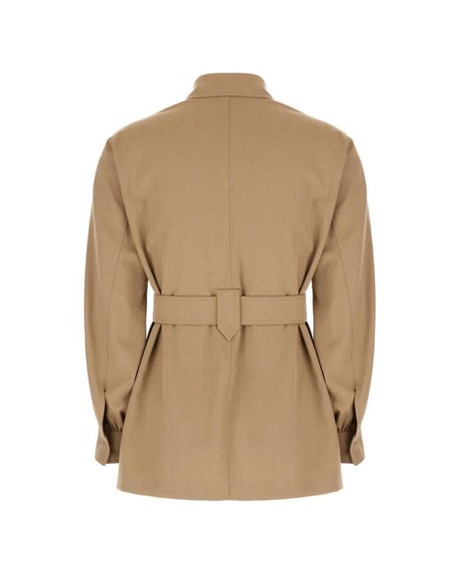 Max Mara Natural Belted Buttoned Jacket