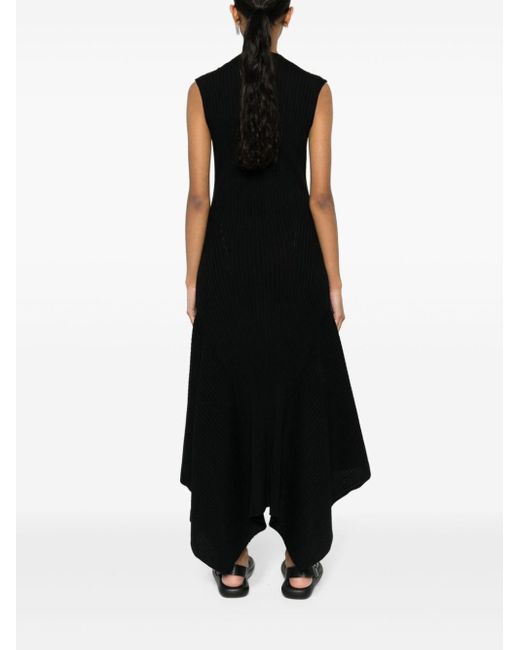 AMI Black Ribbed-knit Merino Dress