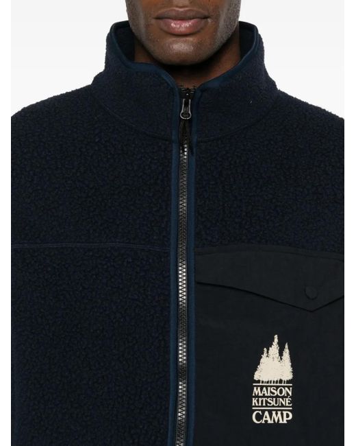 Maison Kitsuné Black Zip-Fastening Chest-Pocket Gilet for men