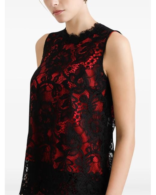 Dolce & Gabbana Red Floral-Lace Top