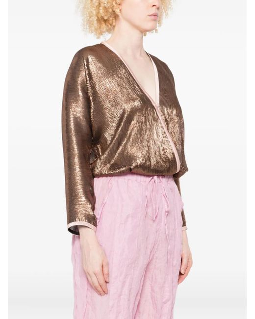 Forte Forte Brown Trimmed-Detail Wrap Top