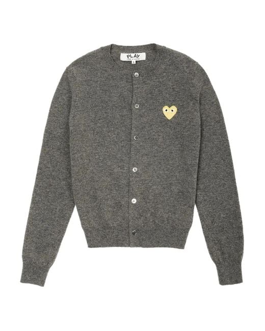COMME DES GARÇONS PLAY Gray Heart-Logo Cardigan for men