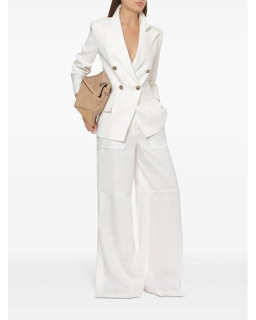 Alberta Ferretti White Double-Breasted Blazer