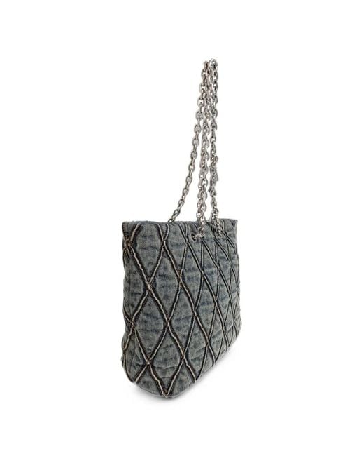 DIESEL Gray Charm-D Diamond-Quilted Tote Bag