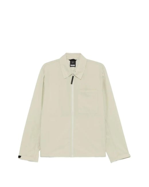 Rains White Mito Zip-Up Chest-Pocket Jacket for men