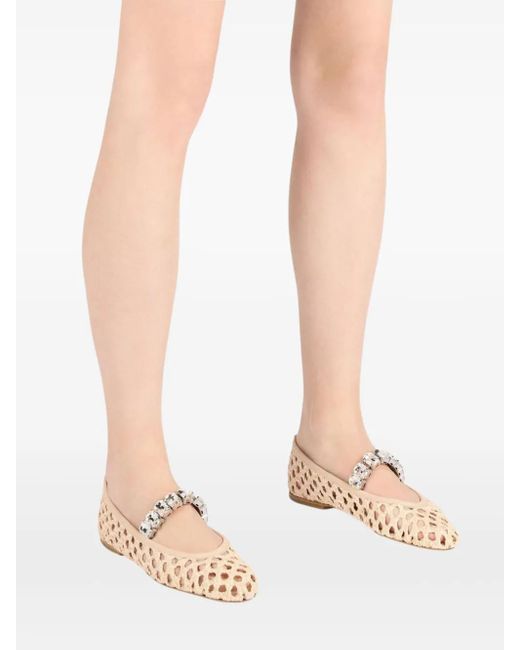 Casadei Pink Versilia Crystal-Embellished Ballet Flats