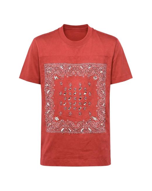 Givenchy Red Bandana-Print Rhinestone-Embellished T-Shirt for men