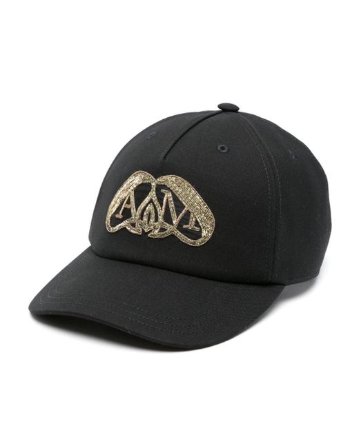 Alexander McQueen Black Logo-embroidered Wool Cap for men