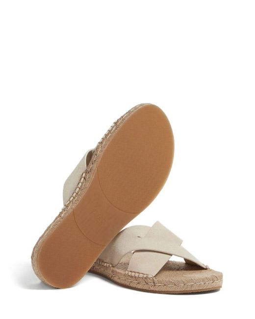 Zegna White Crossover-strap Suede Sandals for men