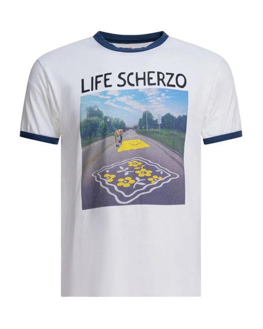 Kapital Blue Graphic-Print Crew-Neck T-Shirt for men