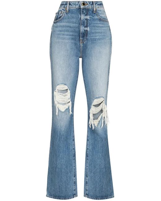 Khaite Blue Danielle High-Waisted Distressed Jeans