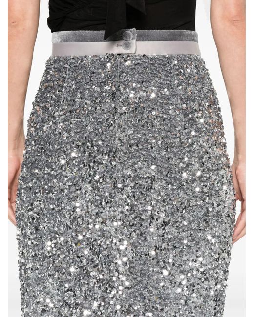Styland Gray Sequinned Midi Skirt