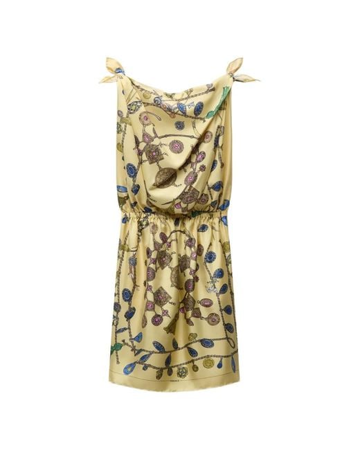 Versace Metallic Printed Silk Twill Midi Dress