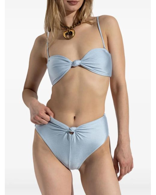 Cult Gaia Blue Oswin Knotted Bandeau Bikini Top