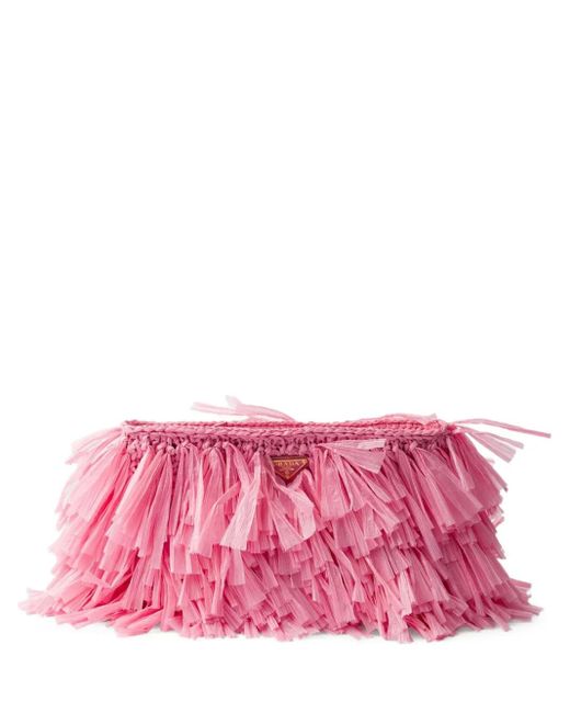 Prada Pink Medium Fringed Clutch Bag