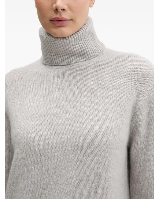 From Future Gray Roll-Neck Ribbed Sweater