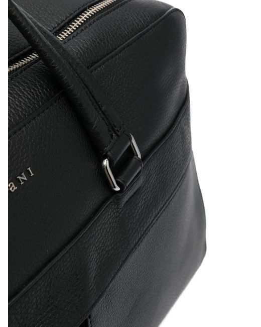 Orciani Black Micron Grained Leather Duffle Bag for men
