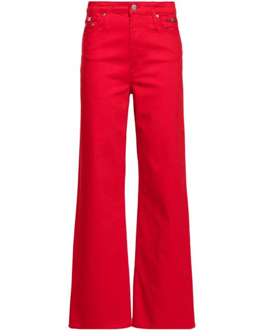 Maje Red Weite High-Rise-Jeans mit Kleeblatt-Schild