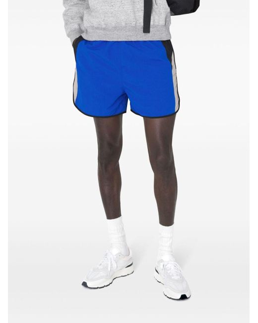 John Elliott Blue Colour-block Panelled Shorts for men