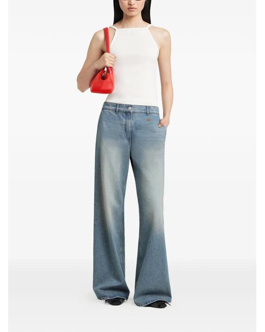 Courreges Blue Logo-Patch Trousers