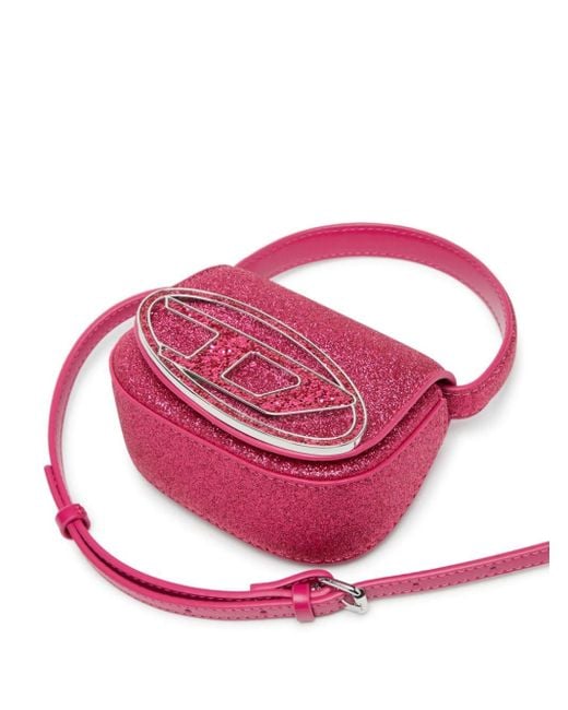 Bolso shopper con placa del logo 1DR DIESEL de color Pink