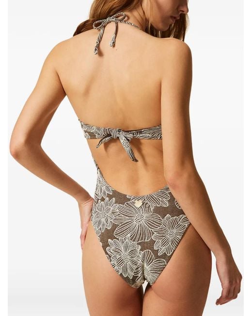 Twinset White Floral-Print Swimsuit